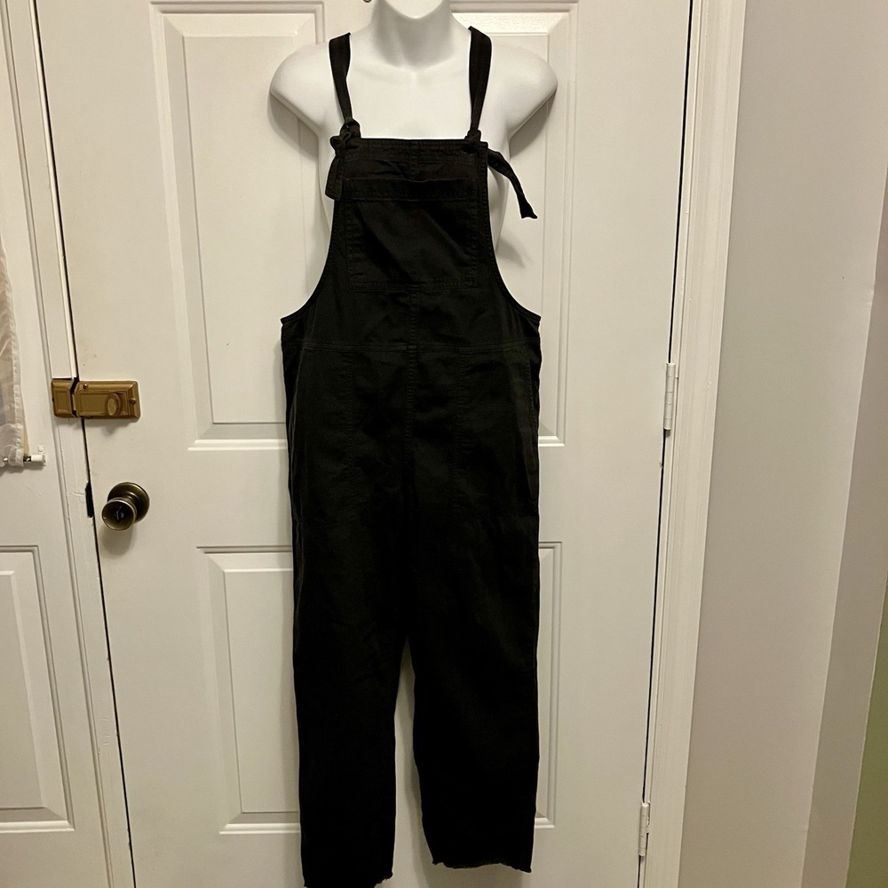 NWT Aerie Gray Size XS Denim Overalls Jumpsuit Bib Pants Womens Wide Leg Raw Hem